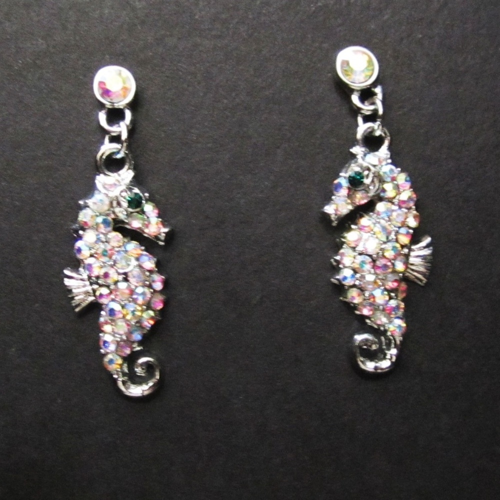 Crystal AB  Seahorse  earrings